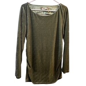 Soft Surroundings Women's Velvet Ruched Side Long Sleeve Top Olive Green Large?